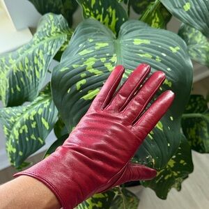 Elegant Red Vegan Leather Gloves